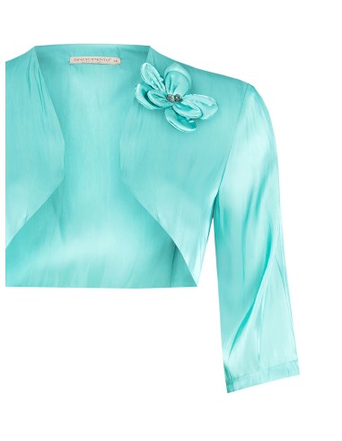 Bolero Capa para os Ombros em Cetim com Flor e Strass Rinascimento Curvy