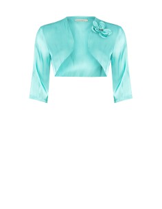 Bolero Cobertura de Ombros em Cetim com Flor e Strass Rinascimento Curvy