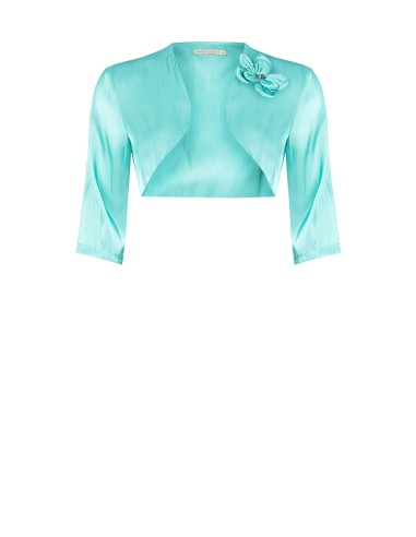 Bolero Cobertura de Ombros em Cetim com Flor e Strass Rinascimento Curvy