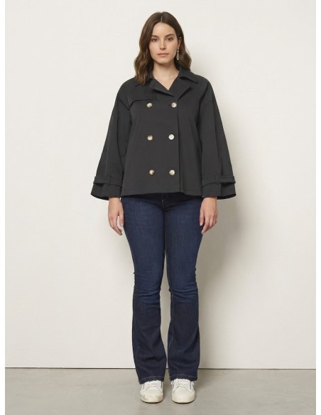 Casaco Curto Amplo Estilo Trench Rinascimento Curvy