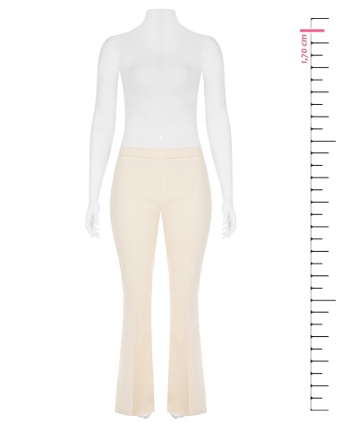 Calças boca-de-sino em tecido técnico com fecho lateral Rinascimento Curvy