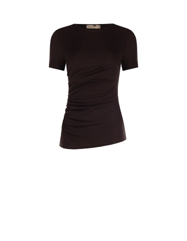 Blusa corte caixa stretch com drapeado lateral Rinascimento
