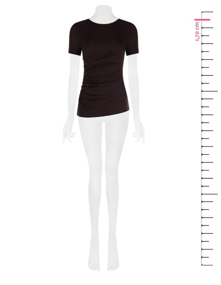 Blusa de corte caixa stretch com drapeado lateral Rinascimento
