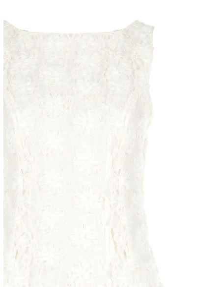 Vestido curto evasê coberto de rosas em tule em relevo Renascimento