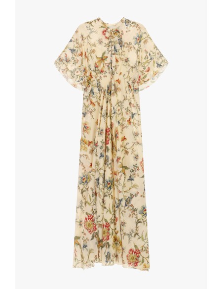Vestido longo estampado floral mangas largas Dixie