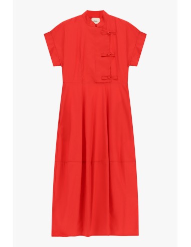 Vestido longo com mangas curtas e fecho com nós Dixie