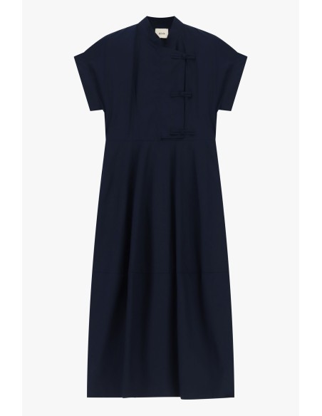 Vestido Longo Com Mangas Curtas E Fecho Com Nós Dixie