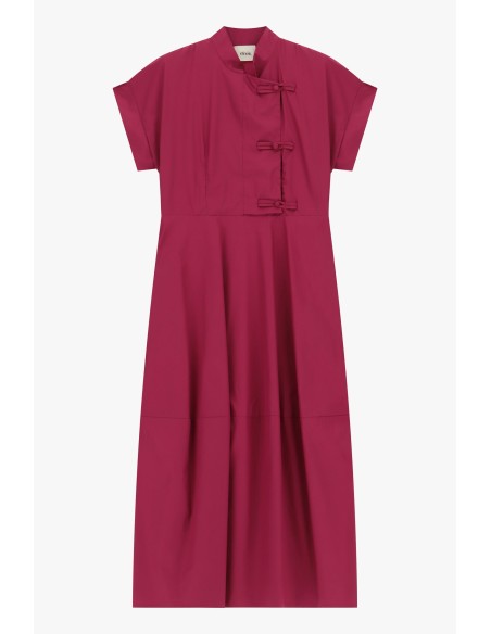 Vestido longo com mangas curtas e fecho com nós Dixie
