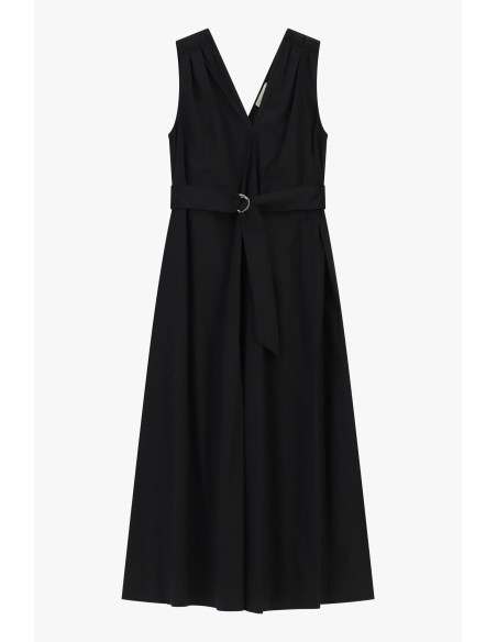 Vestido midi sem mangas com cinto e decote em V Dixie