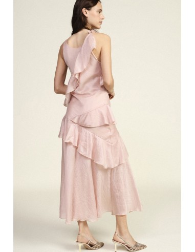 Vestido longo com folhos e alças reguláveis Dixie