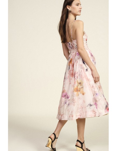 Vestido midi com alças e estampa floral Dixie