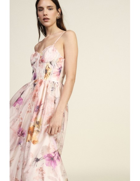 Vestido midi com alças e estampa floral Dixie