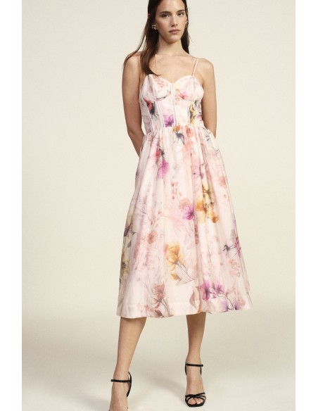 Vestido midi com alças e estampa floral Dixie