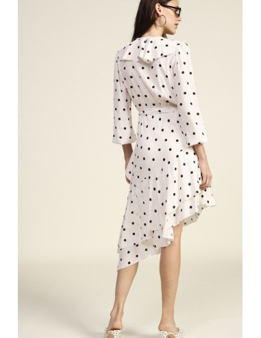 Vestido midi de bolinhas com folhos e cinto Dixie