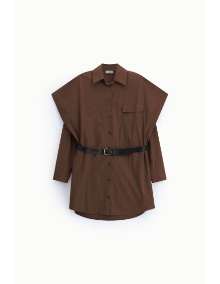 Vestido camiseiro oversize com cinto e bolso Dixie