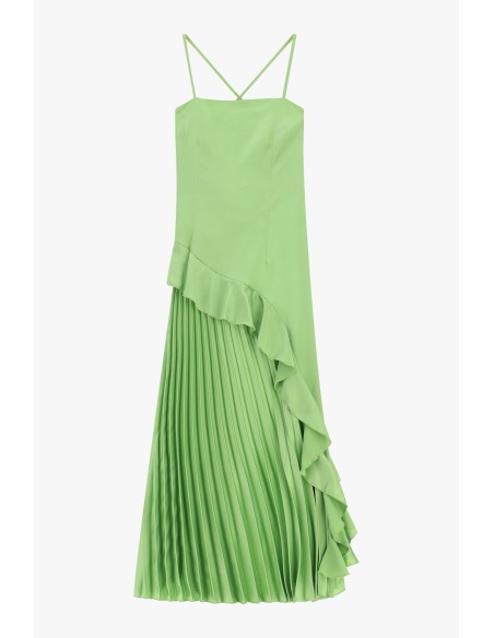 Vestido longo plissado com alças finas Dixie