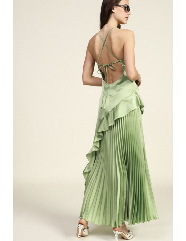 Vestido longo plissado com alças finas Dixie