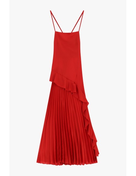 Vestido Longo Plissê Com Alças Finas Dixie