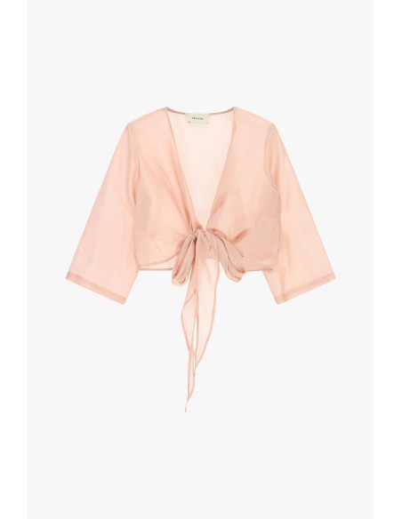 Blusa com nó frontal e mangas 3/4 Dixie