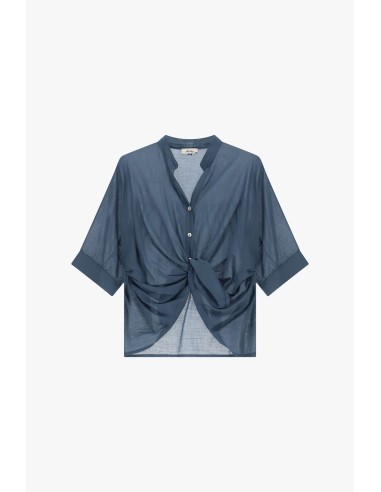 Camisa Cropped Com Nó Frontal E Mangas Viradas Dixie