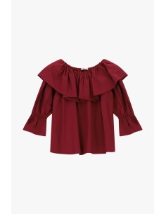 Camisa Decote Bardot Folhos Mangas 3/4 Dixie 2