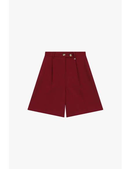 Shorts de Cintura Alta com Pences e Botão Duplo Dixie