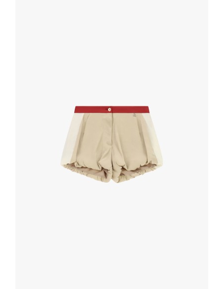 Shorts Hot Pants com cintura contrastante e fundo franzido Dixie