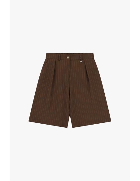 Shorts Às Riscas Com Pinças E Bolsos Laterais Dixie