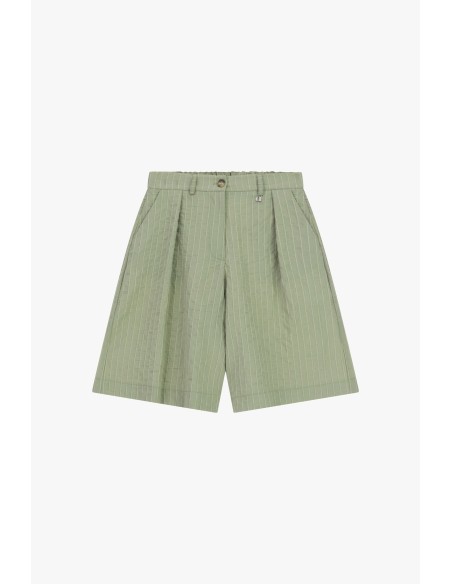 Shorts Às Riscas Com Pinças E Bolsos Laterais Dixie