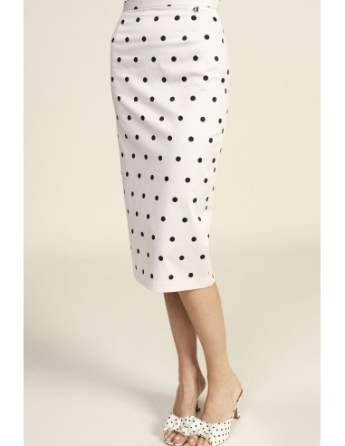 Saia midi estampada de bolinhas com fenda posterior Dixie