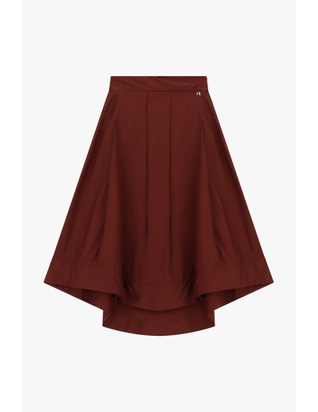 Saia midi rodada com pregas de alfaiataria Dixie