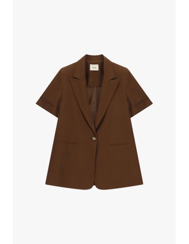 Blazer de manga curta de um só peito com bolsos embutidos Dixie