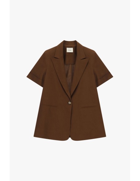 Blazer de manga curta de um só peito com bolsos embutidos Dixie