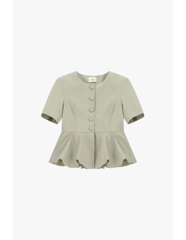 Blazer Curto com Mangas Curtas e Peplum Dixie