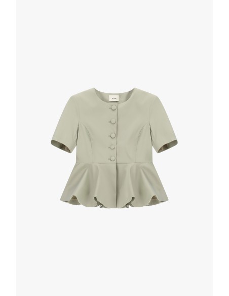 Blazer Curto com Mangas Curtas e Peplum Dixie