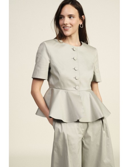 Blazer curto com mangas curtas e peplum Dixie