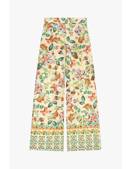Calças palazzo de perna larga com estampa floral Dixie