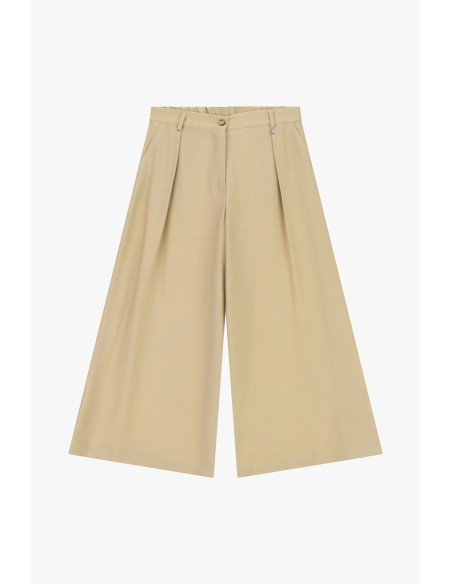 Calças Palazzo Cropped com Pences e Bolsos Dixie