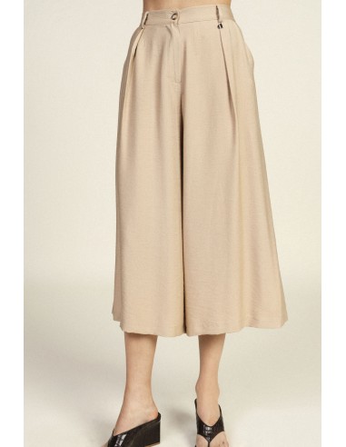 Calças palazzo cropped com pregas e bolsos Dixie