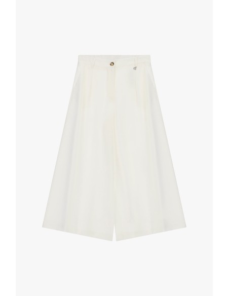 Calças Palazzo Cropped com Pences e Bolsos Dixie