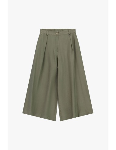 Calças palazzo cropped com pinças e bolsos Dixie