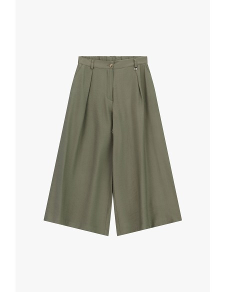 Calças palazzo cropped com pinças e bolsos Dixie