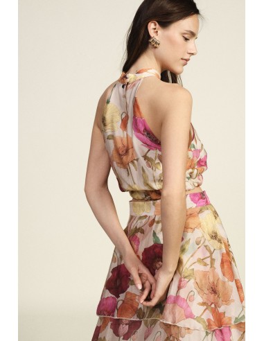 Top Curto com Estampa Floral e Bainha Franzida Dixie