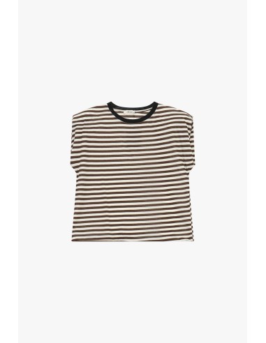 T-shirt às riscas com decote redondo contrastante Dixie