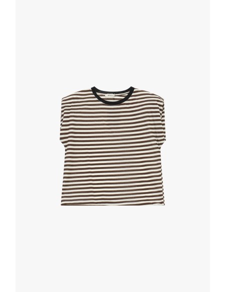 T-shirt às riscas com decote redondo contrastante Dixie