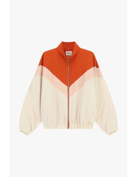 Bomber com fecho de correr e motivo em blocos de cor Dixie