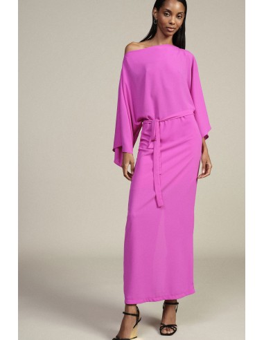 Vestido midi com mangas largas e cinto Dixie