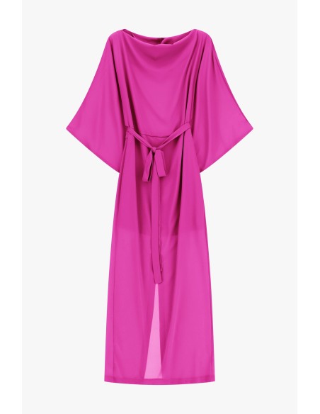 Vestido Midi Com Mangas Amplas E Cinto Dixie