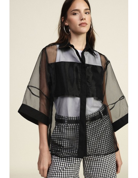 Camicia Oversize Trasparente Con Maniche A Tre Quarti Dixie - Vesti...
