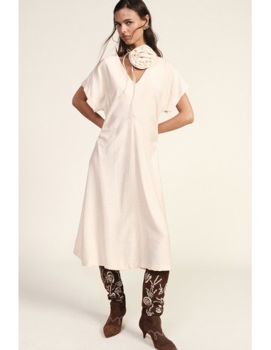 Vestido Midi Com Drapeado Lateral E Decote Em V Dixie